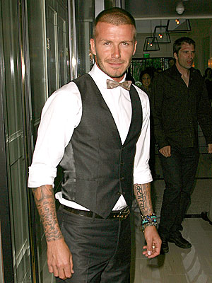 David Beckham in Vest and BowTiesimple but works so well together